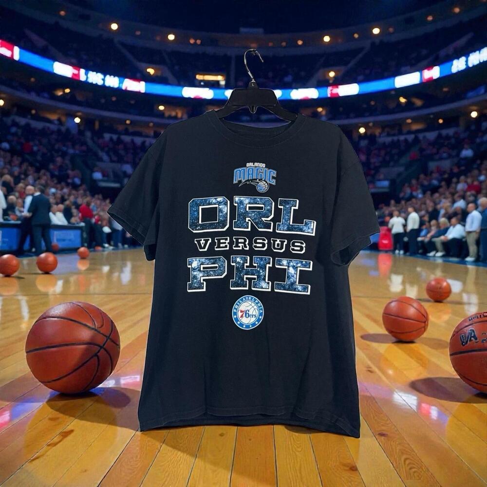 90S Orlando Magic T Shirt Black Large Vs Sixers
